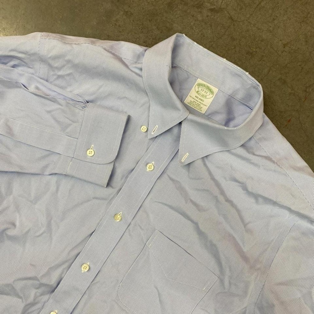 Brooks Brothers Milano Fit Non Iron Long Sleeve Dress Shirt Light Blue Men 17-33